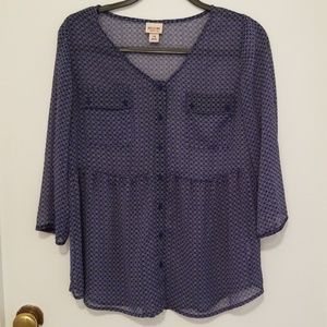 Mossimo 3/4 sleeve blue blouse